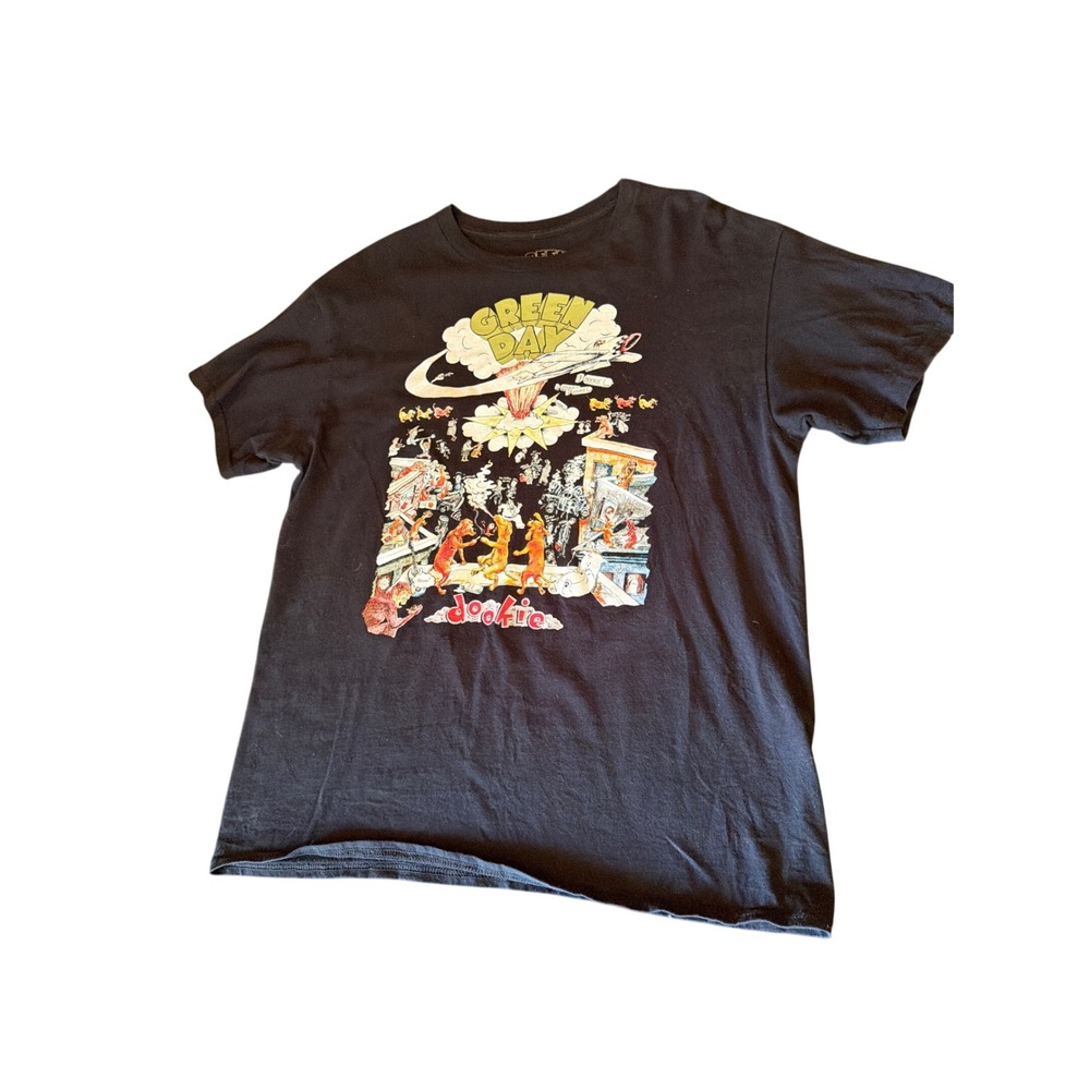 Green Day T-Shirt Black Dookie Album Cover Graphic Punk Rock Band Tee Large